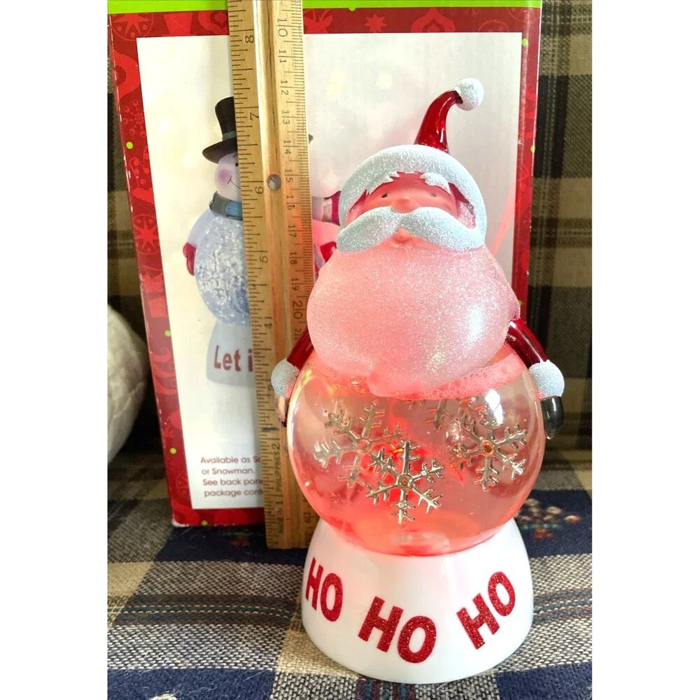 Lighted Santa Snow Globe Color Changing Lights Swirling Sparkles Christmas Decor